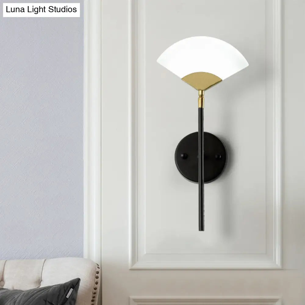 Modern Gold And Black Led Pencil Arm Wall Sconce With Acrylic Shade - Mount Light