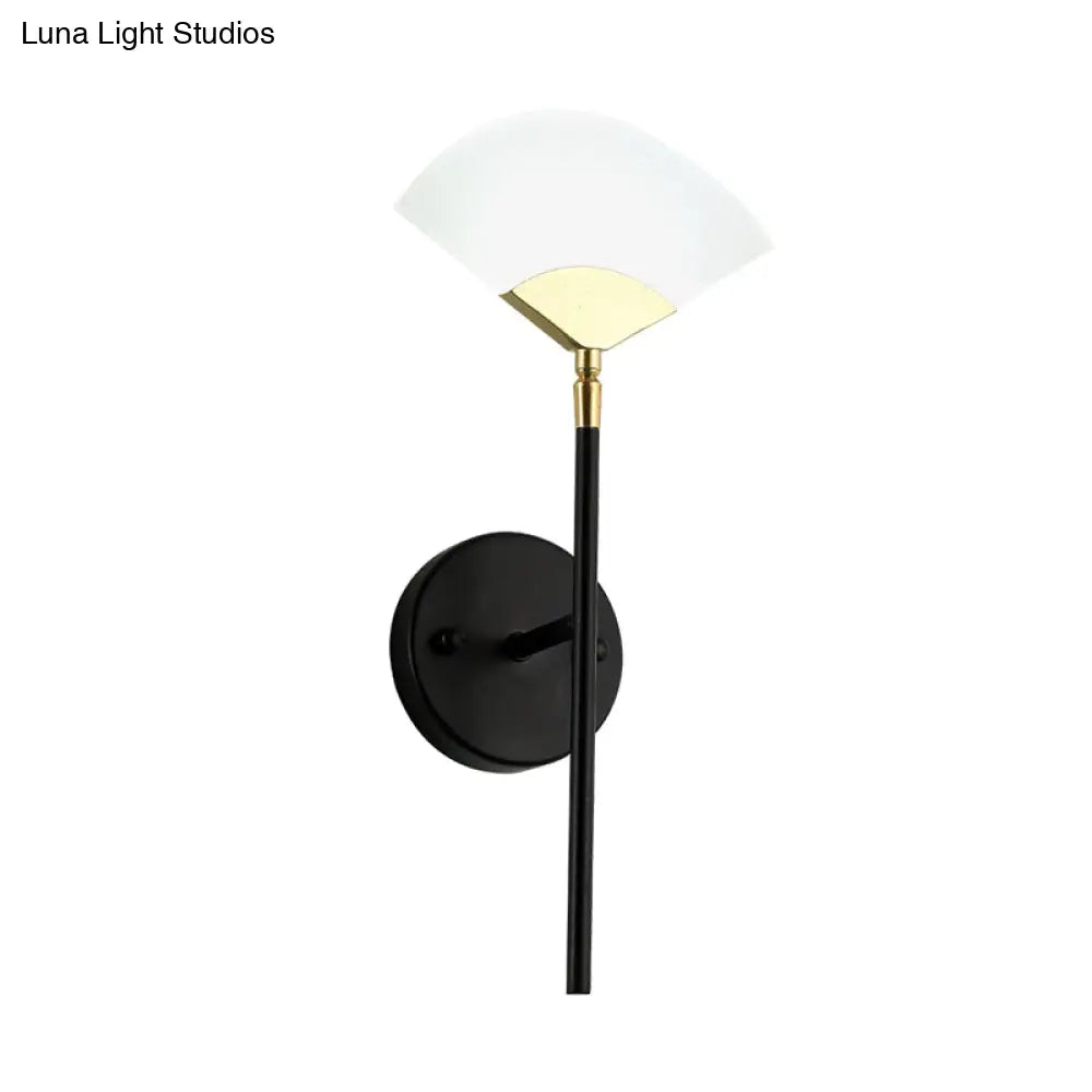 Modern Gold And Black Led Pencil Arm Wall Sconce With Acrylic Shade - Mount Light