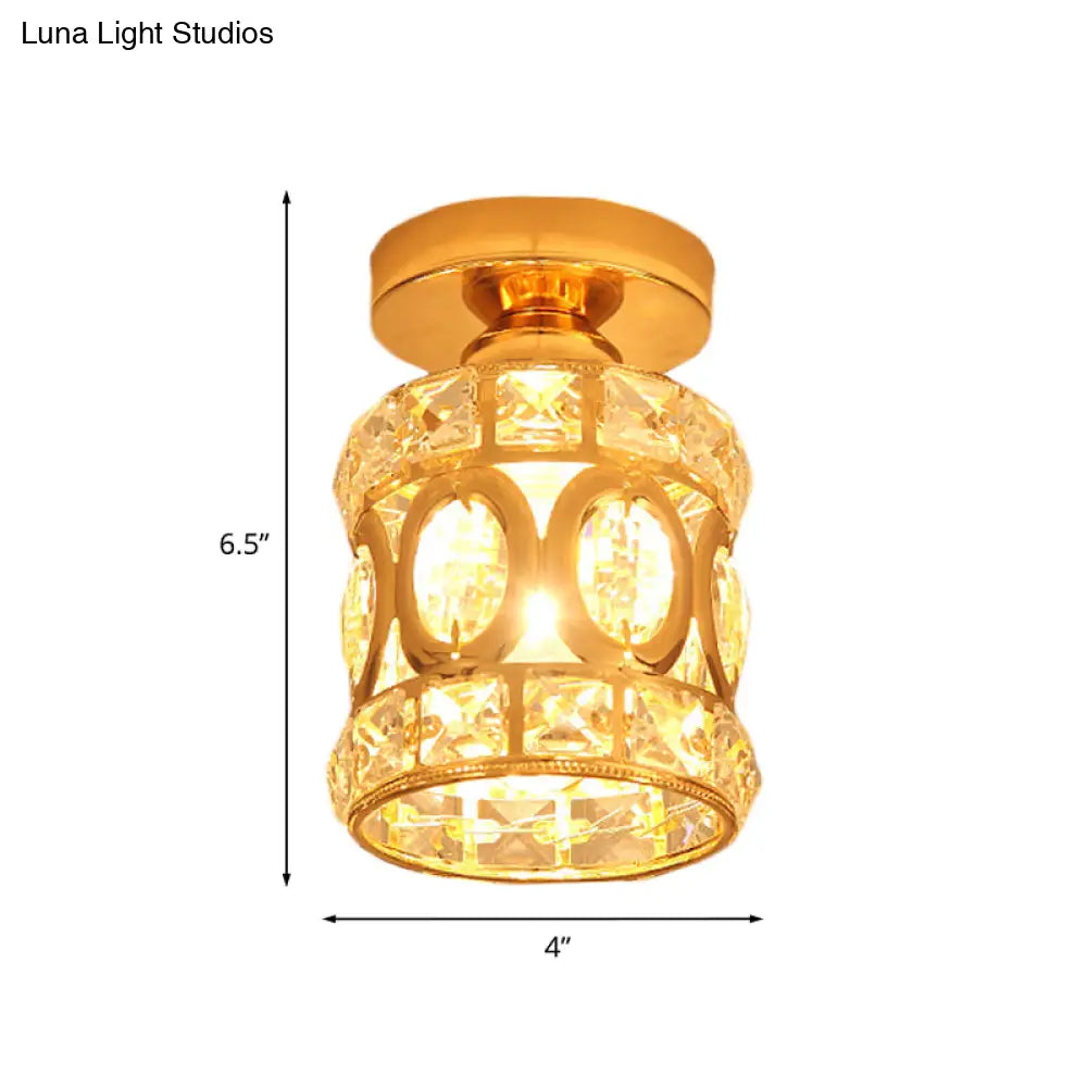 Modern Gold Crystal Flush Light For Corridors - Recessed 1 - Light Mount