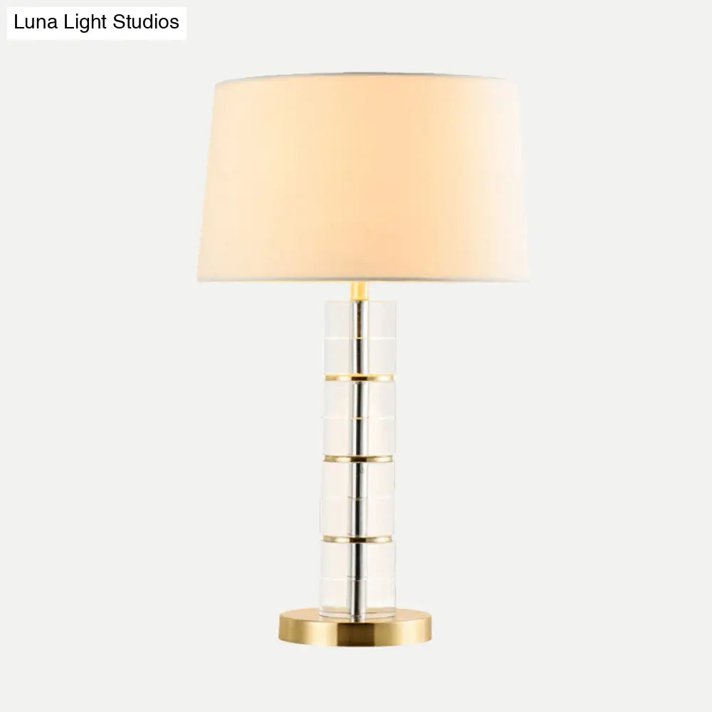 Modern Gold Drum Task Light With 1 Bulb: A Stylish Reading Lamp For Living Room