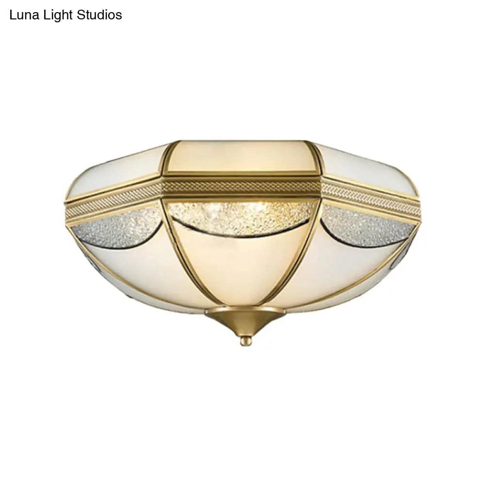 Modern Gold Flush Ceiling Light With Opal Glass And Multiple Sizes Ideal For Bedroom - 2/3/5 Lights