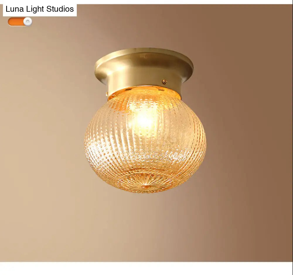 Modern Gold Glass Round Flush Mount Ceiling Light Fixture