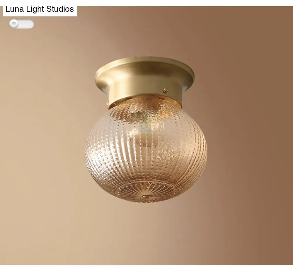 Modern Gold Glass Round Flush Mount Ceiling Light Fixture