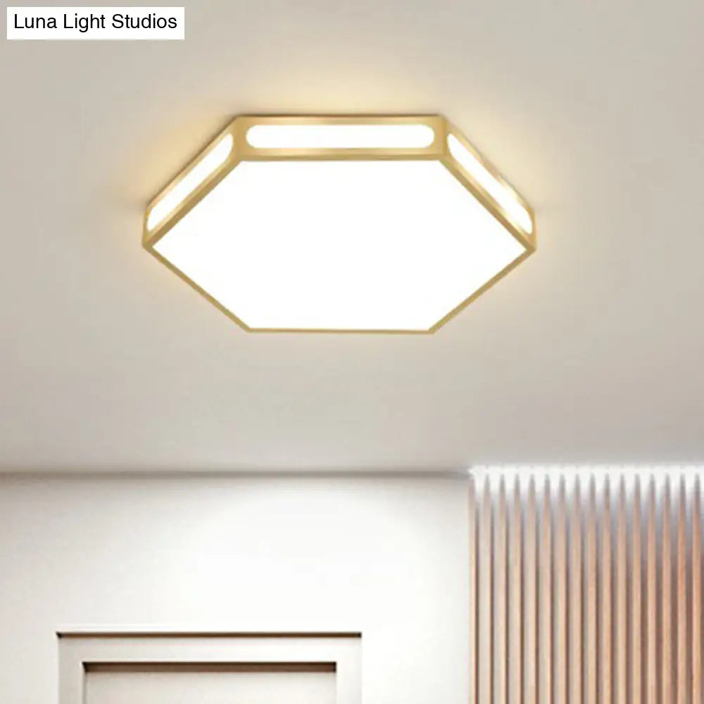 Modern Gold Hexagon Led Flush Mount Ceiling Light For Bedroom