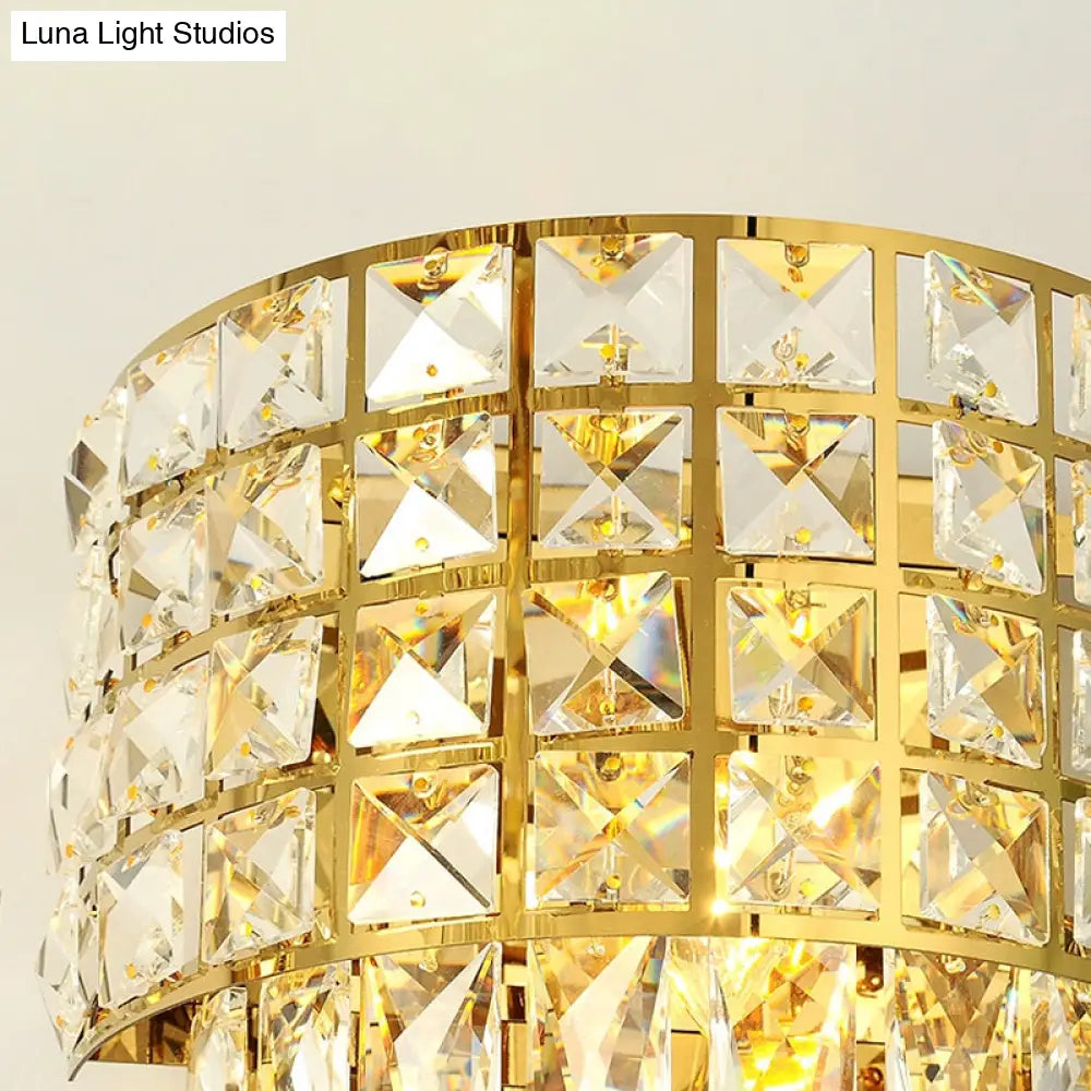 Modern Gold Triangular Crystal Wall Lamp With 3 Lights