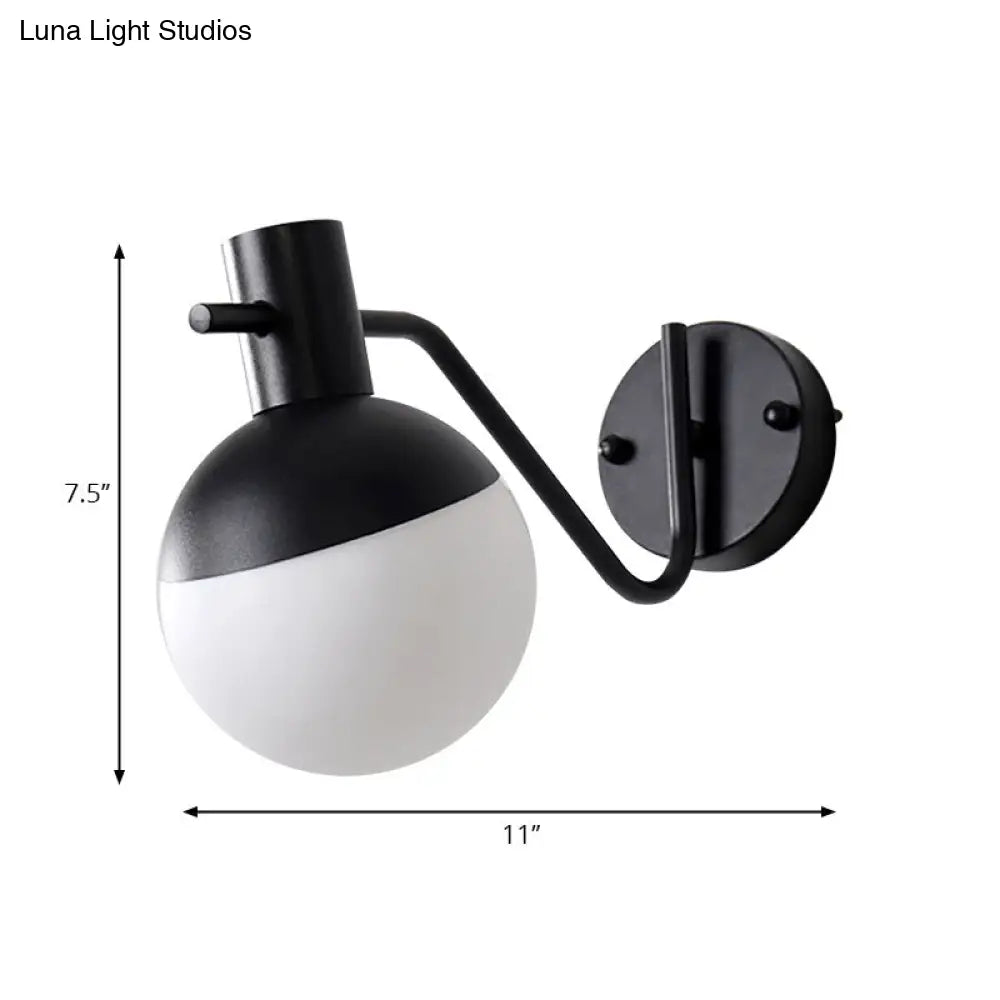 Modern Gold Wall Mount Sconce Light With Global Milk Glass Shade - 1 For Living Room