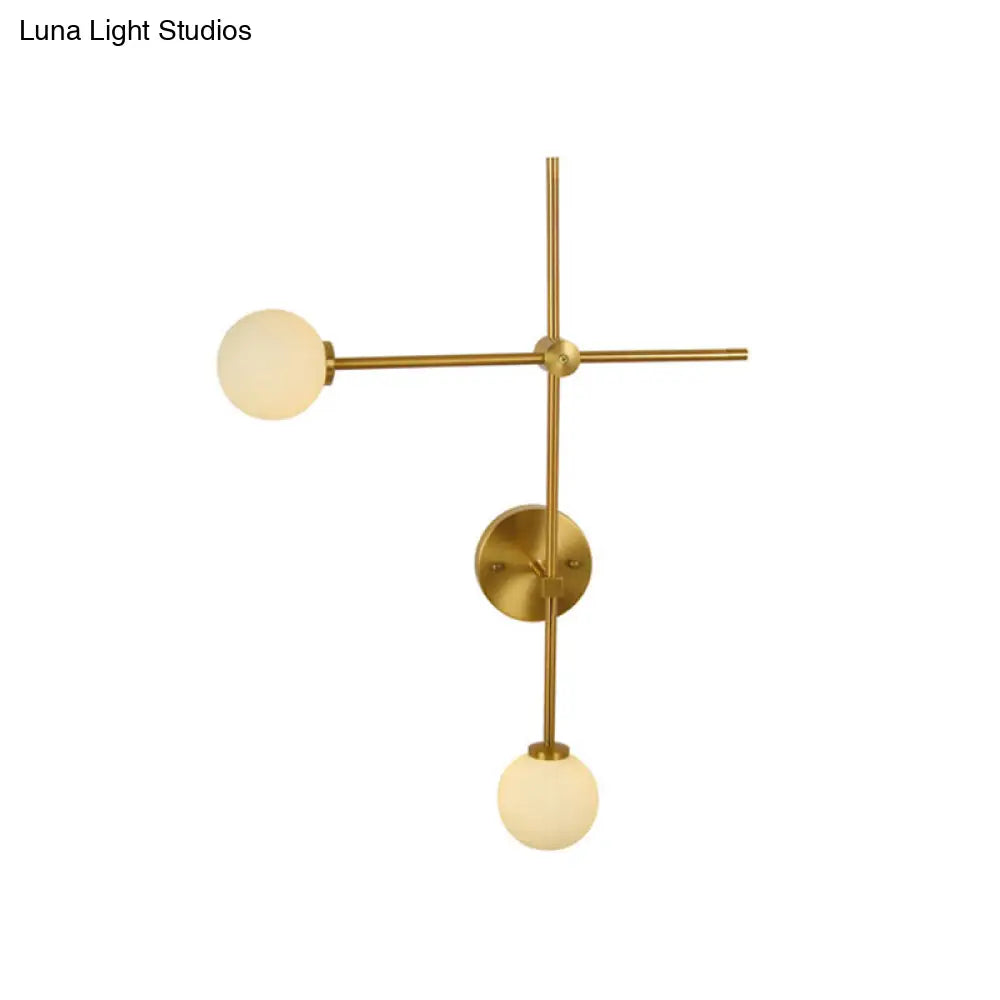 Modern Gold Wall Sconce With Closed Glass And 2 Lights