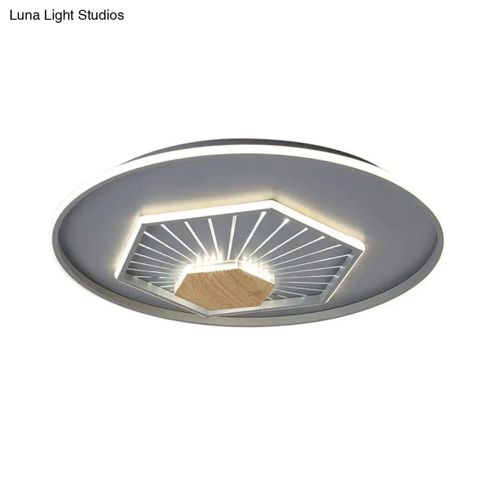 Modern Gray Hexagon Acrylic Led Flush Light Fixture 19.5’/23.5’ Wide - Warm/3 Color