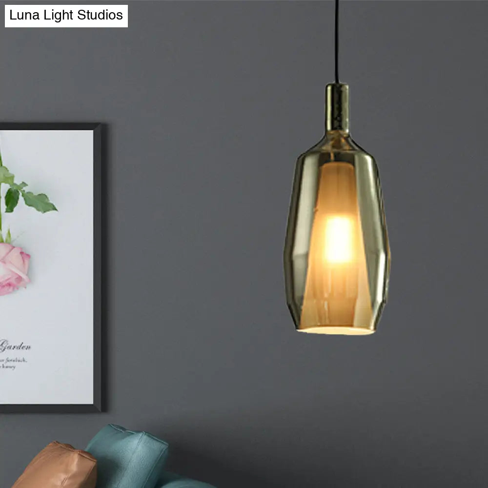 Modern Green Glass Tulip Pendant Light Fixture - Dining Room Hanging Lamp Kit