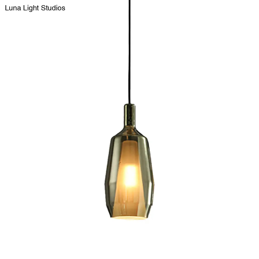 Modern Green Glass Tulip Pendant Light Fixture - Dining Room Hanging Lamp Kit