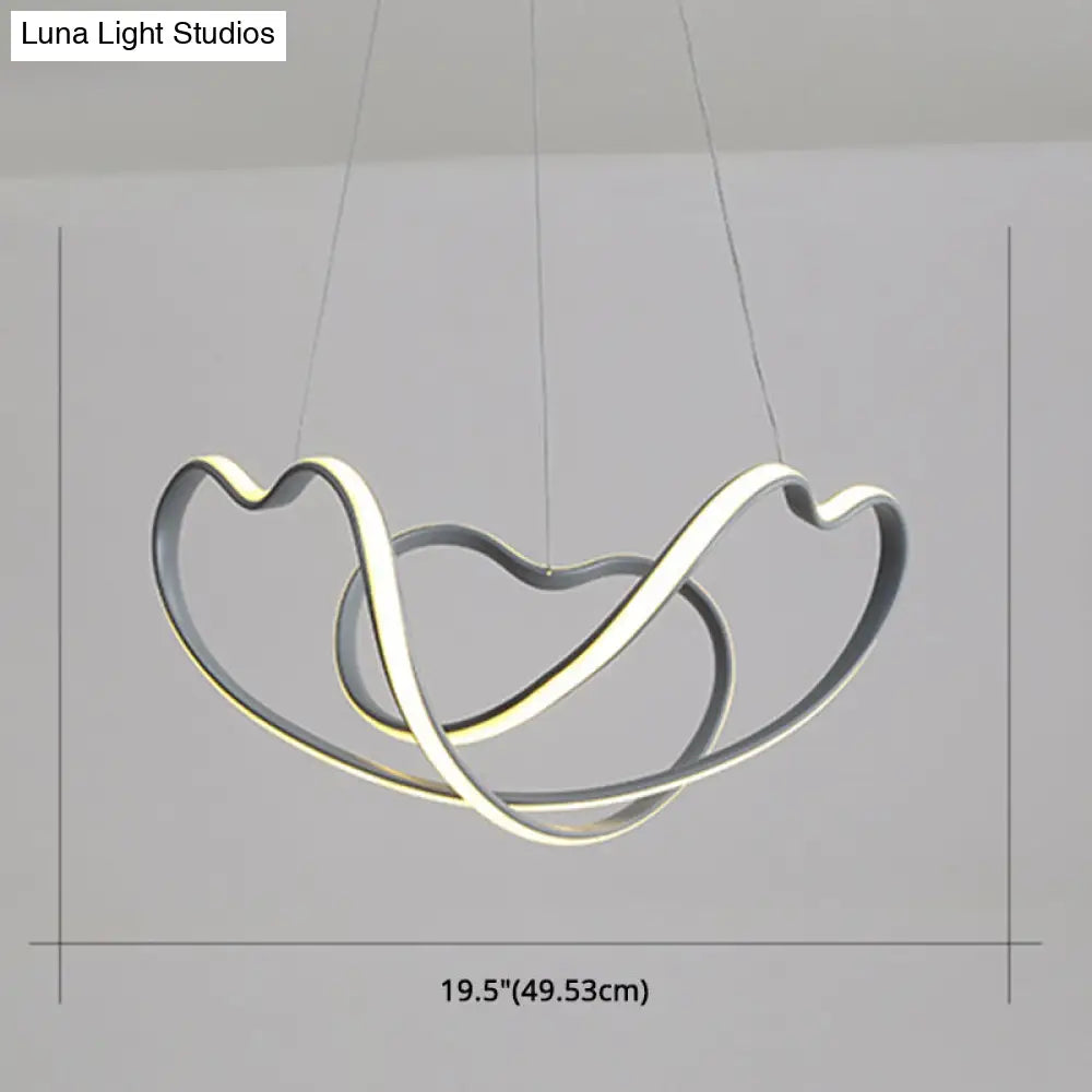Modern Grey Chandelier: Simplicity Metal Led Strip Pendant Light For Dining Room