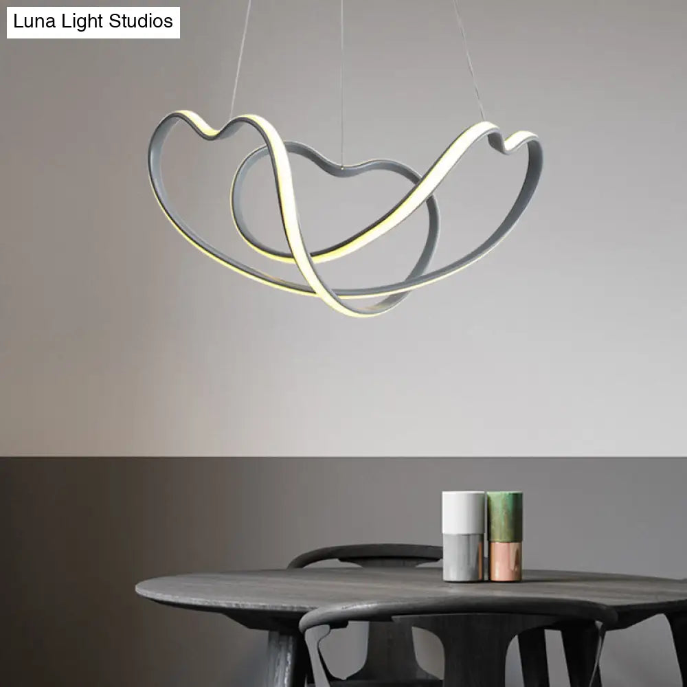 Modern Grey Chandelier: Simplicity Metal Led Strip Pendant Light For Dining Room