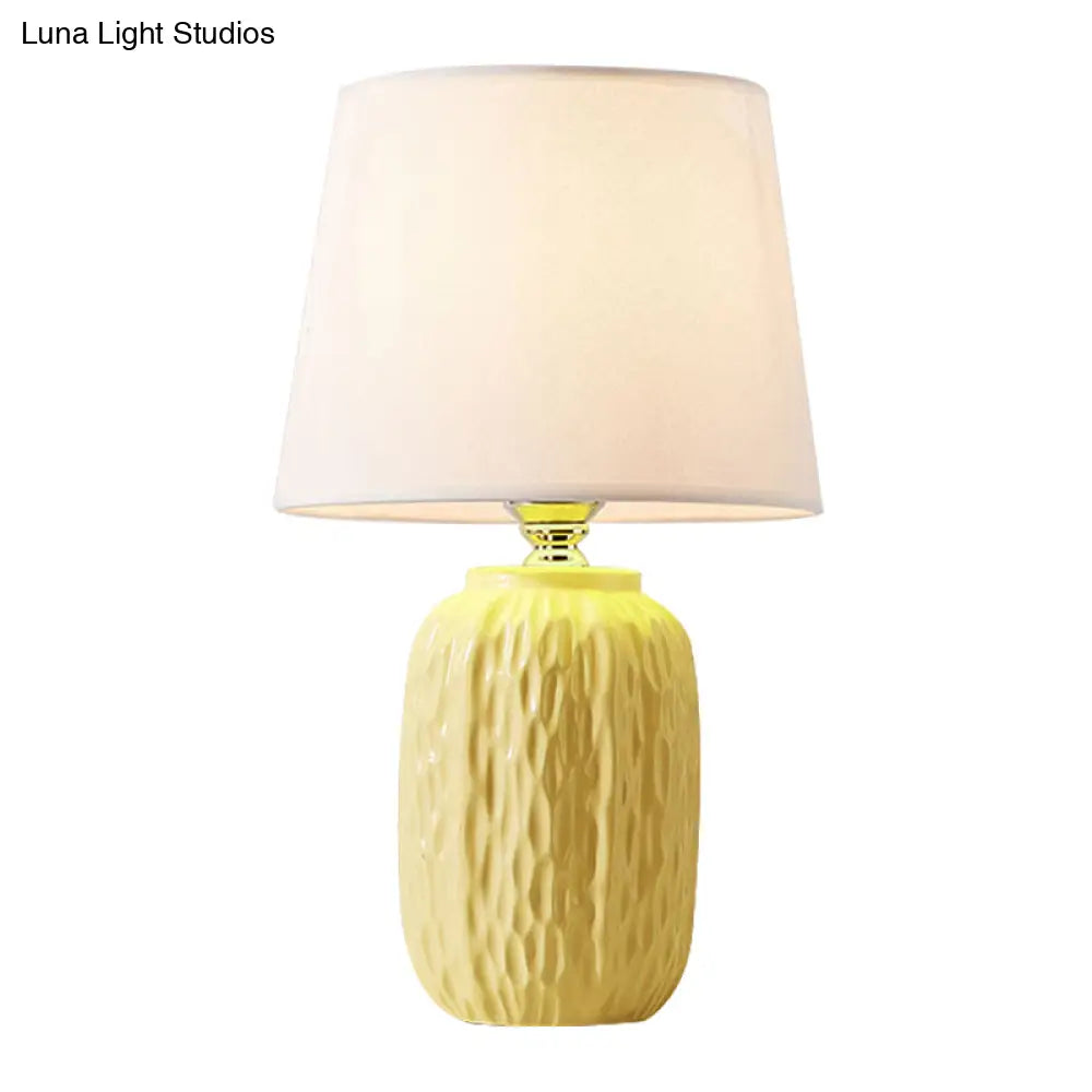 Modern Hammered Ceramic Night Lamp In Pink/Blue/Yellow With Tapered Lampshade
Note: Its Important