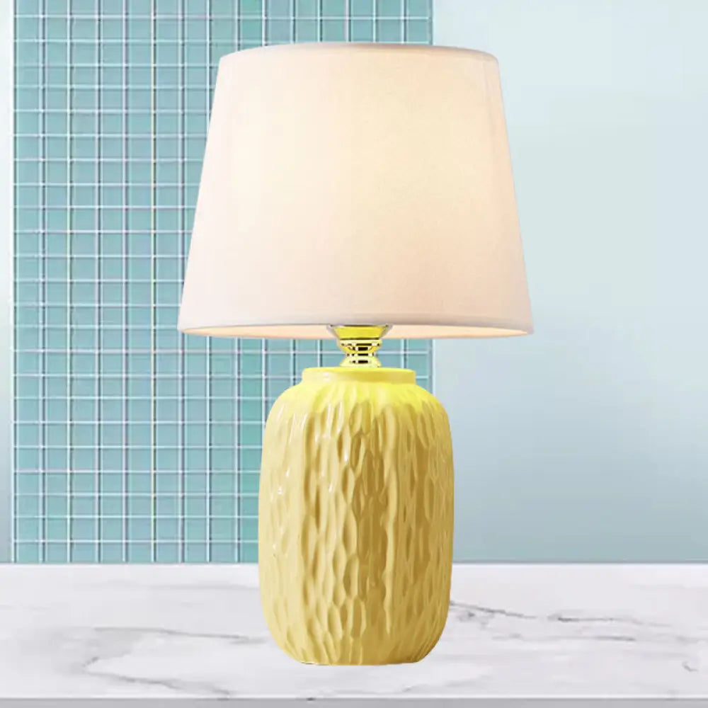 Modern Hammered Ceramic Night Lamp In Pink/Blue/Yellow With Tapered Lampshade
Note: Its Important