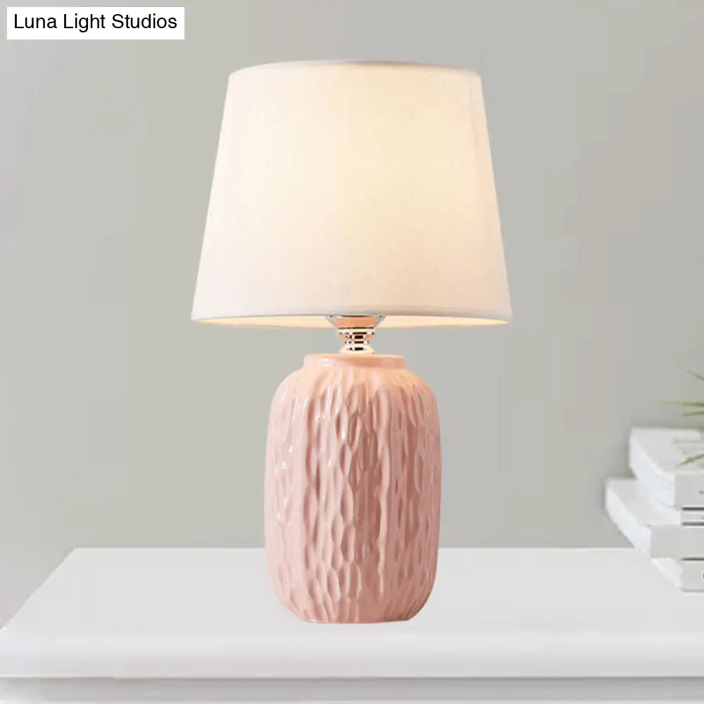 Modern Hammered Ceramic Night Lamp In Pink/Blue/Yellow With Tapered Lampshade
Note: Its Important
