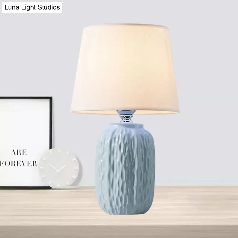 Modern Hammered Ceramic Night Lamp In Pink/Blue/Yellow With Tapered Lampshade
Note: Its Important