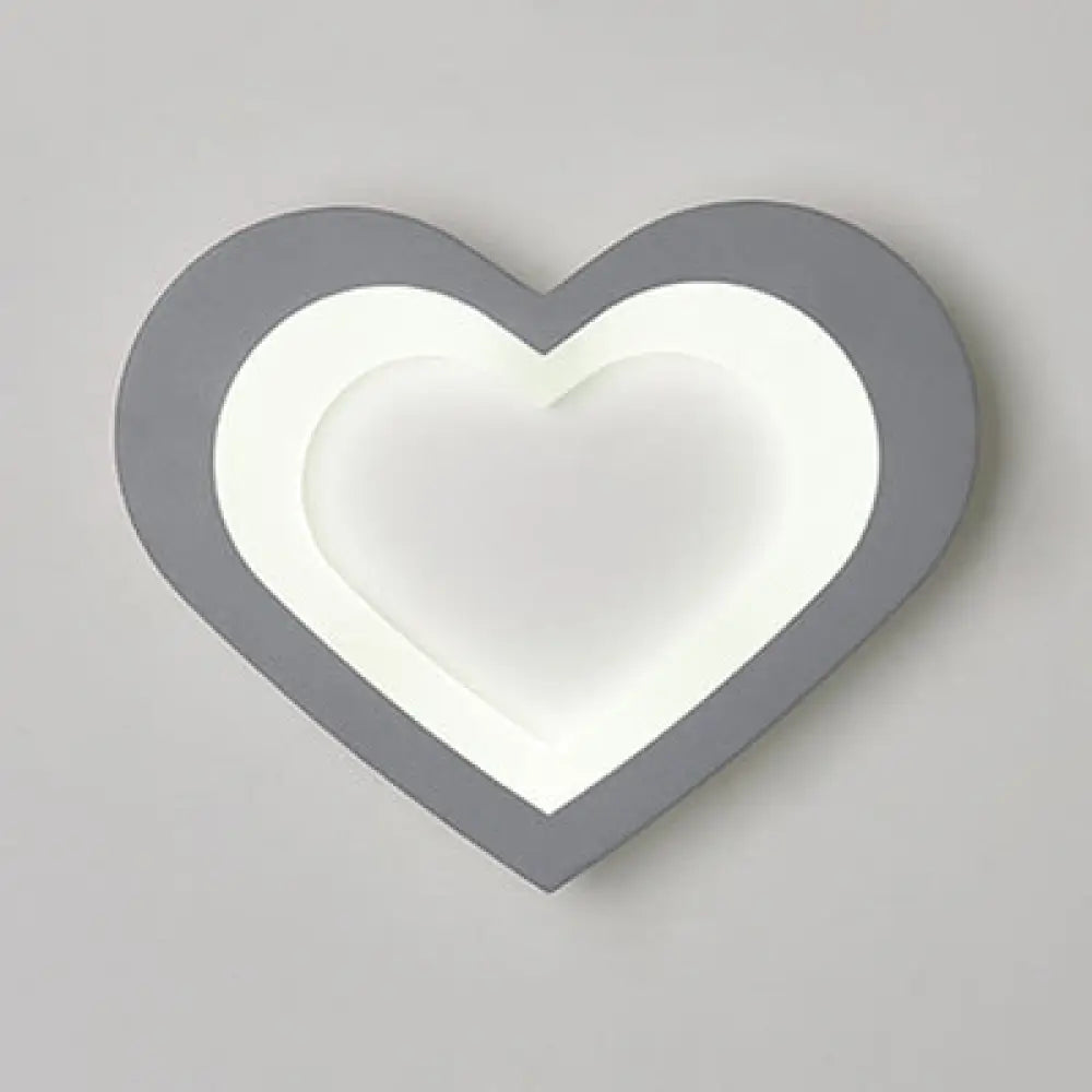Modern Integrated Led Cartoon Wall Light - Simple Acrylic White Grey / Heart