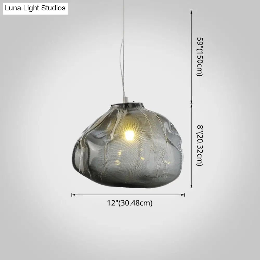 Modern Lattice Glass Ceiling Hanging Light Fixture For Restaurants - 1 Bun