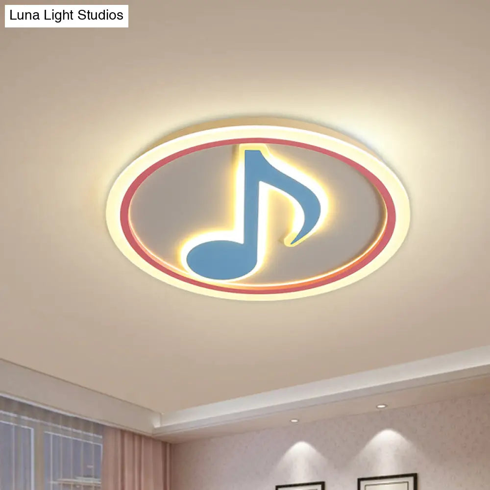 Modern Led Acrylic Flush Light - Blue Music Note Shaped Ceiling Lamp In White/Warm