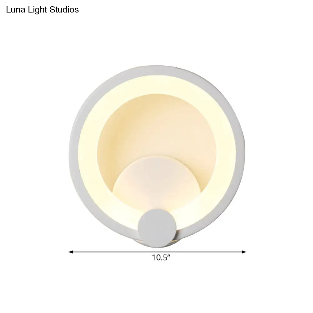 Modern Led Acrylic Sconce Light - 7.5/10 Diameter White Wall Lamp In Warm/White