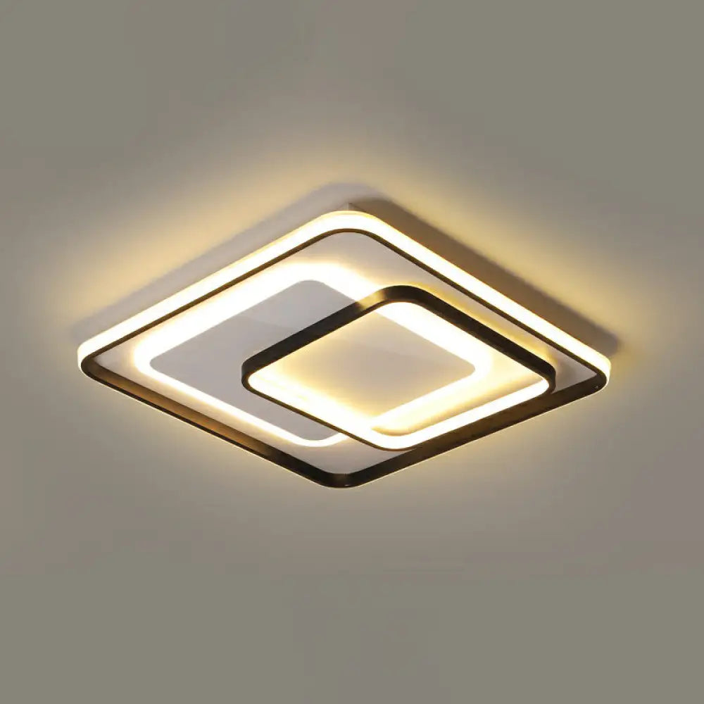 Modern Led Ceiling Lamp - Black Flush - Mount Light Fixture With Acrylic Shade / 16.5’ Third Gear