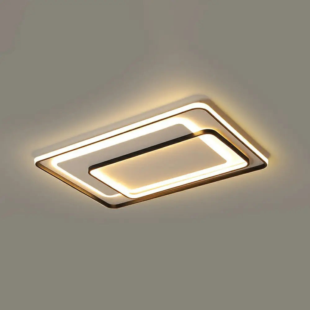Modern Led Ceiling Lamp - Black Flush - Mount Light Fixture With Acrylic Shade / 35.5’ White