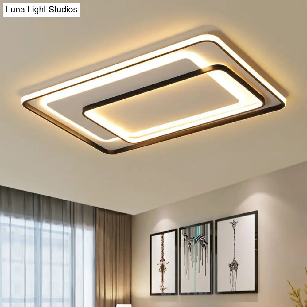 Modern Led Ceiling Lamp - Black Flush - Mount Light Fixture With Acrylic Shade