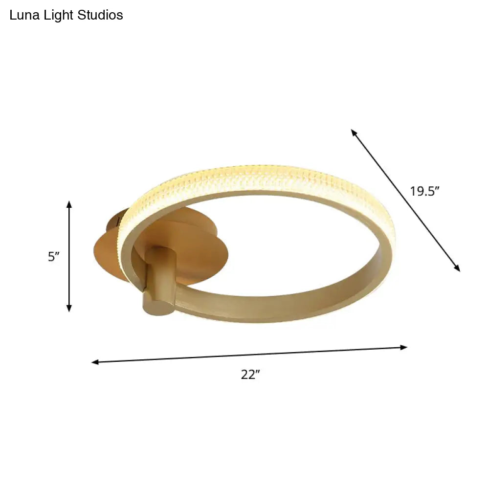Modern Led Ceiling Light - Acrylic Gold 18’/22’ For Bedroom Warm/White/Natural Options