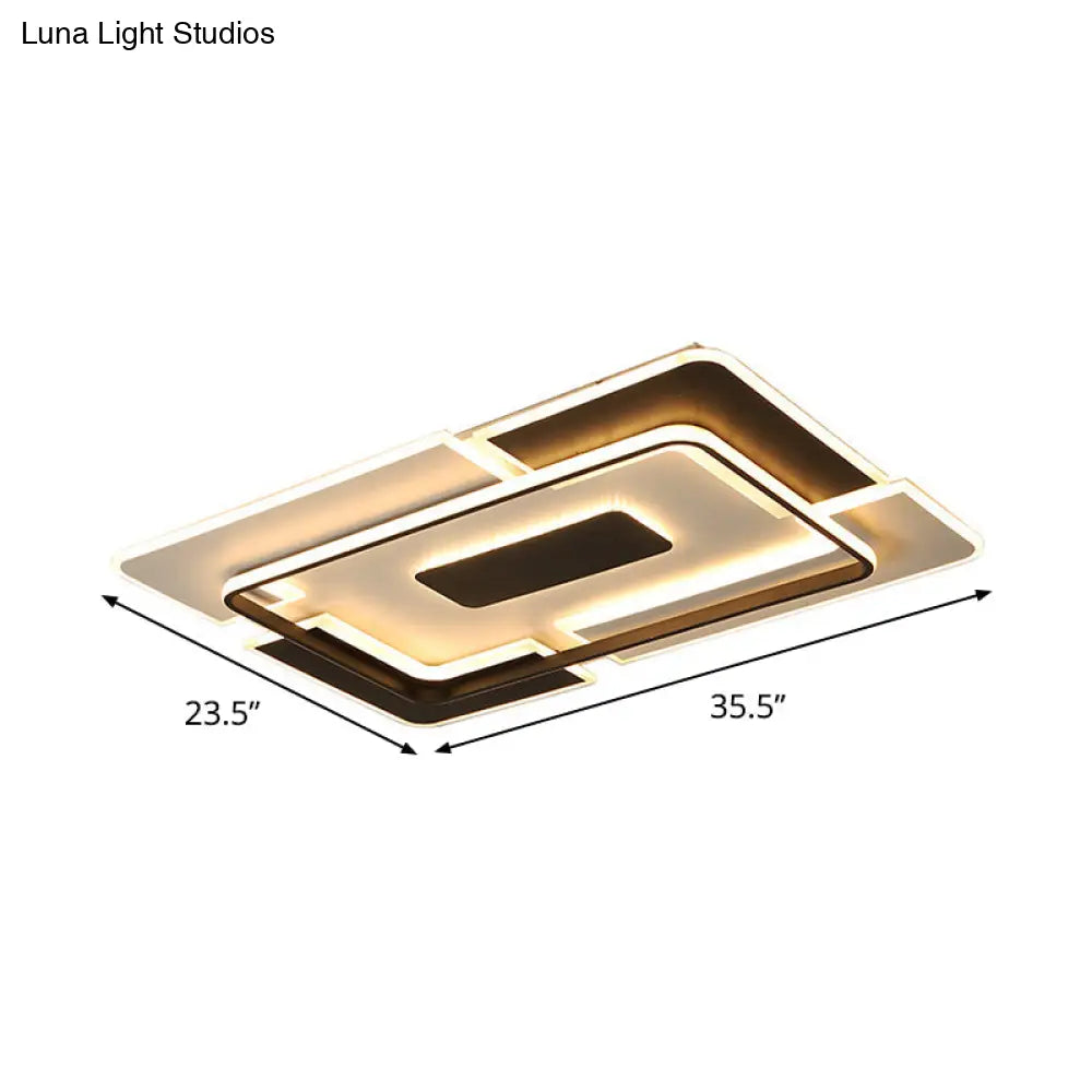 Modern Led Ceiling Light Black & White Patchwork Aluminum Flush Mount Fixture For Lounge