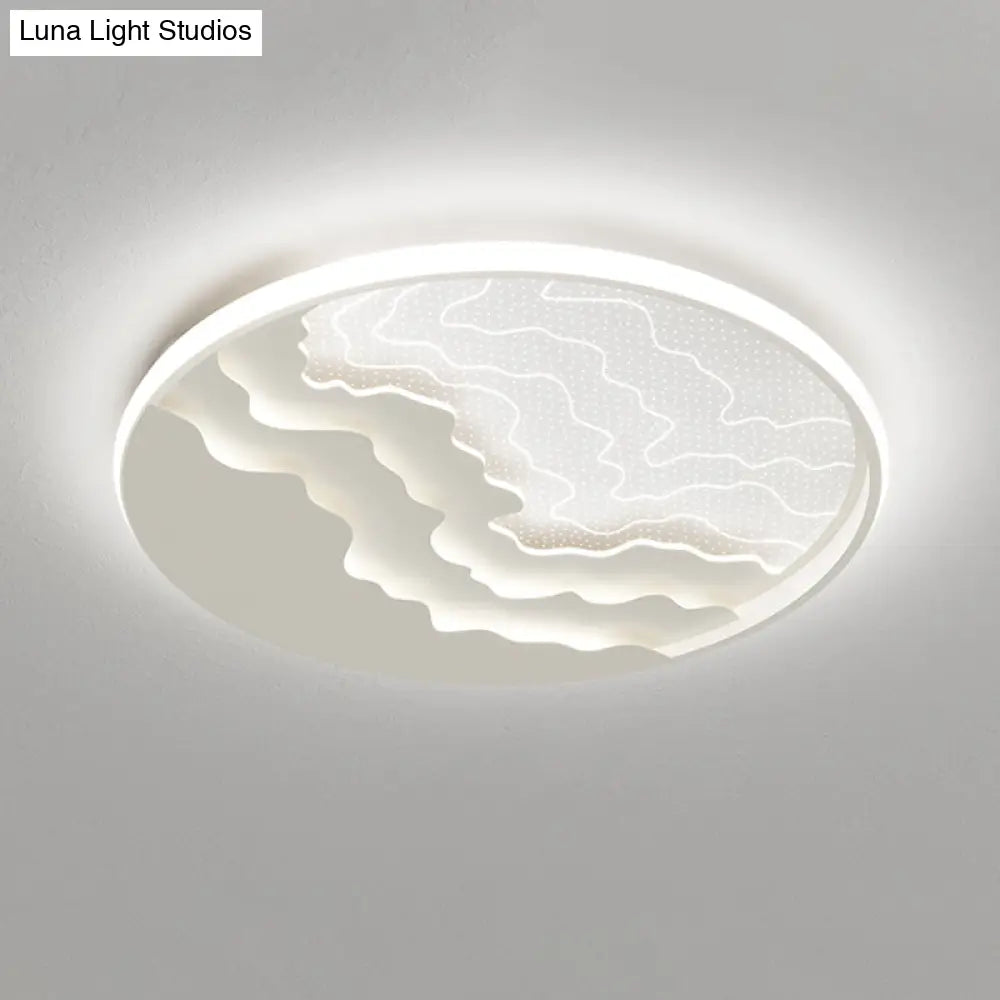 Modern Led Ceiling Light: Wavy Acrylic Flush Mount Lamp For Bedroom White / 16.5