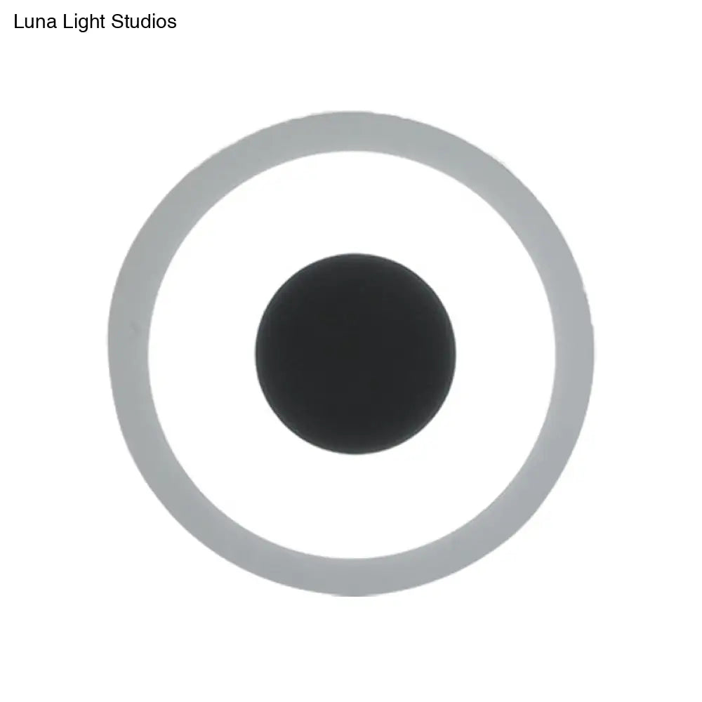 Modern Led Circle Sconce: White & Black Wall Mounted Lamp For Living Room