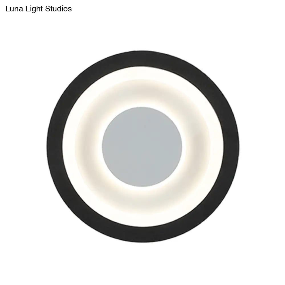 Modern Led Circle Sconce: White & Black Wall Mounted Lamp For Living Room
