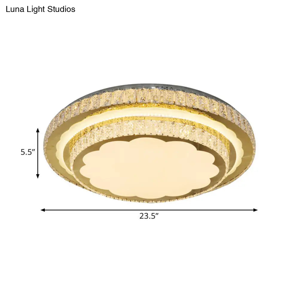 Modern Led Clear Crystal Ceiling Fixture Stainless Steel Flush Mount Lamp
