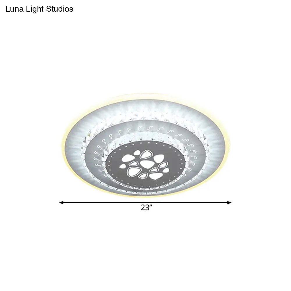 Modern Led Crystal Block Flush Mount Light Fixture With Rhombus/Cobble/Loving Heart Patterns In