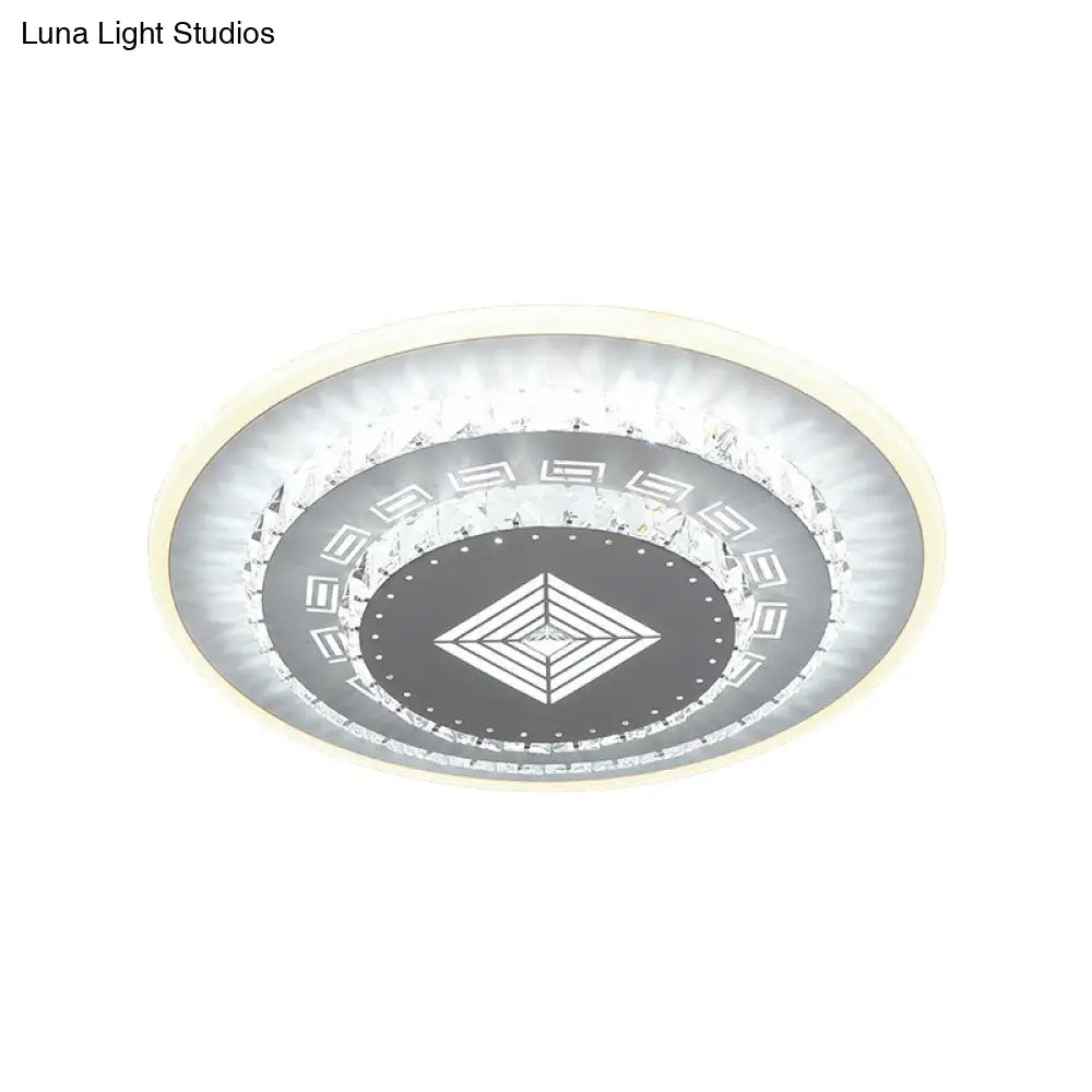 Modern Led Crystal Block Flush Mount Light Fixture With Rhombus/Cobble/Loving Heart Patterns In