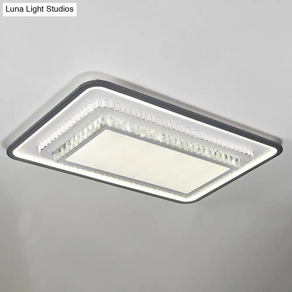 Modern Led Crystal Ceiling Light Fixture - Square/Rectangle Design (Black/White)