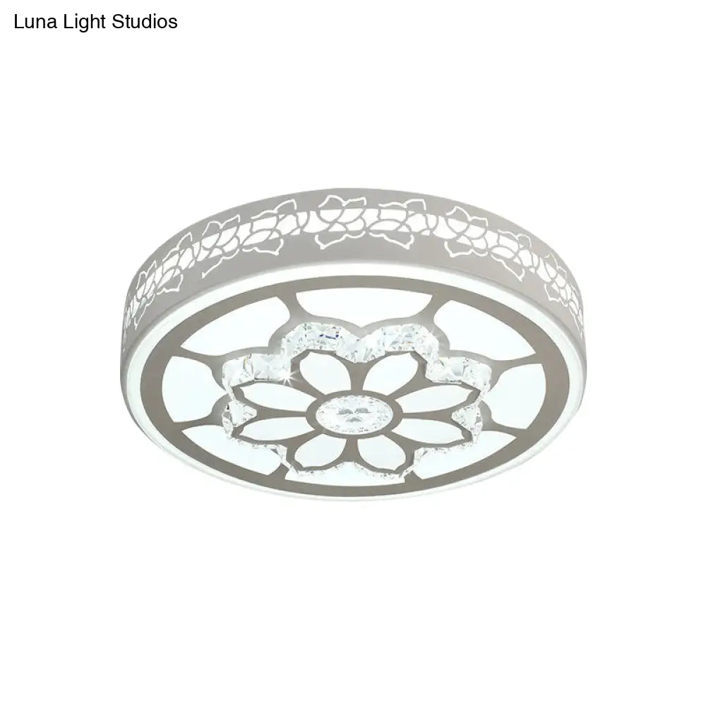 Modern Led Crystal Ceiling Light With Unique Side Design – Star/Flower Flush Mount In White