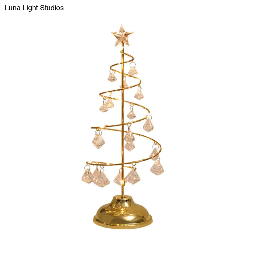 Modern Led Crystal Desk Lamp: Silver/Gold Christmas Tree Design For Bedroom