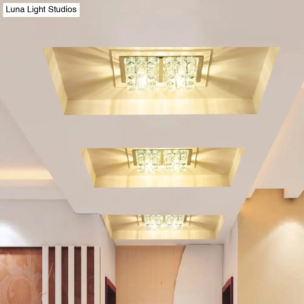 Modern Led Crystal Flush Ceiling Light Fixture - Rectangular Corridor