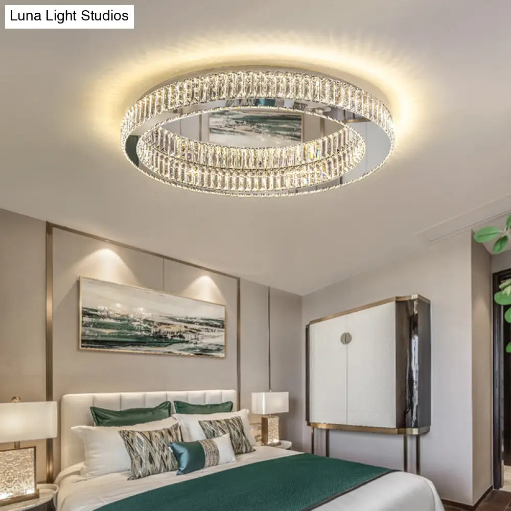 Modern Led Crystal Flush Mount Ceiling Lamp For Bedroom