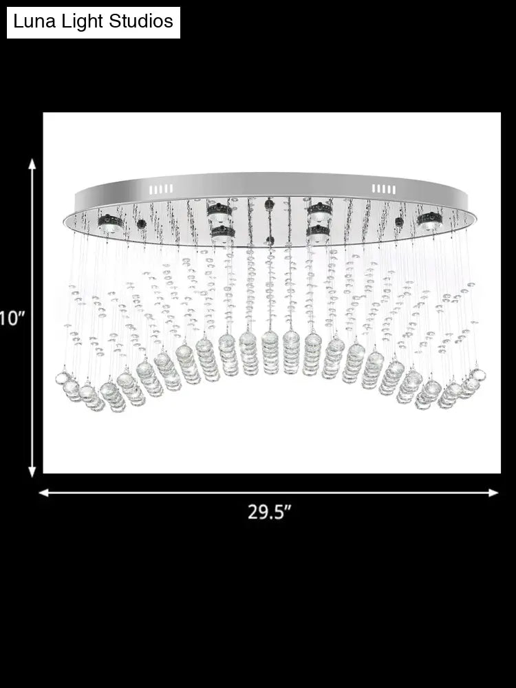 Modern Led Crystal Orb Ceiling Light In Chrome Finish For Bedrooms