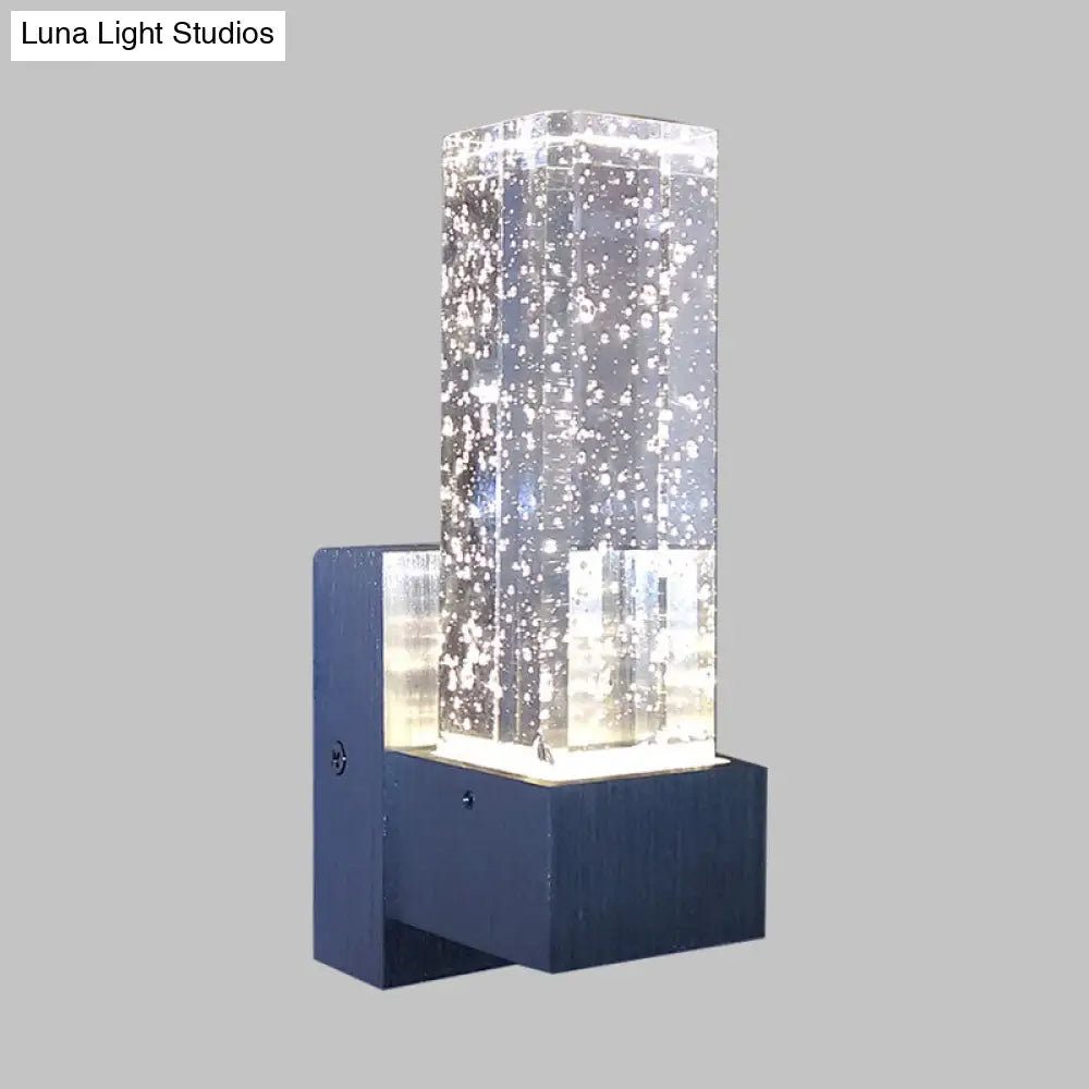 Modern Led Crystal Wall Sconce Light Fixture For Bedrooms - Clear Bubble Design In Warm/White