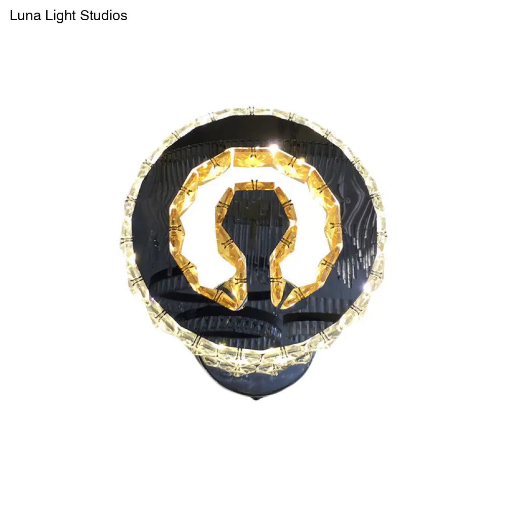 Modern Led Crystal Wall Sconce: Minimalist Chrome Finish Warm/White Light