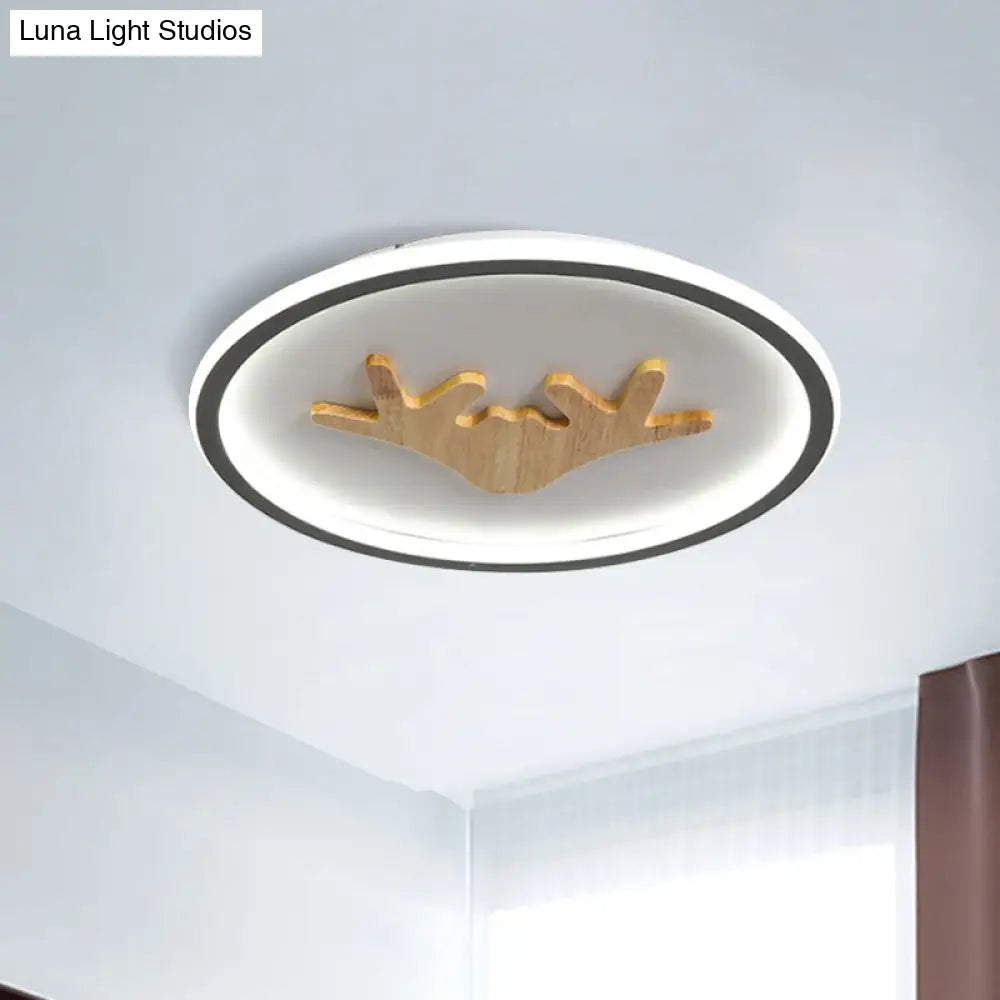 Modern Led Deer Flush Mount Acrylic Ceiling Light For Bedroom - Grey/White/Green