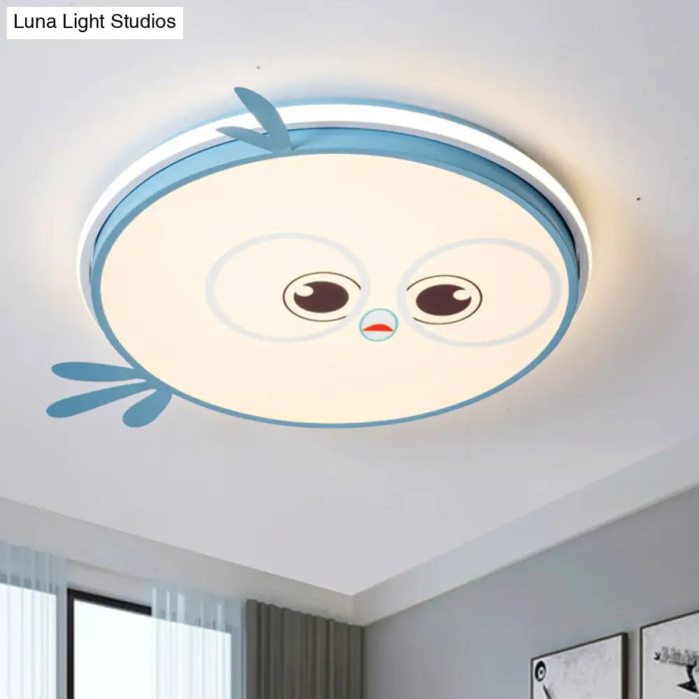 Modern Led Flush Ceiling Light For Kid’s Room With Colorful Chick Face Design