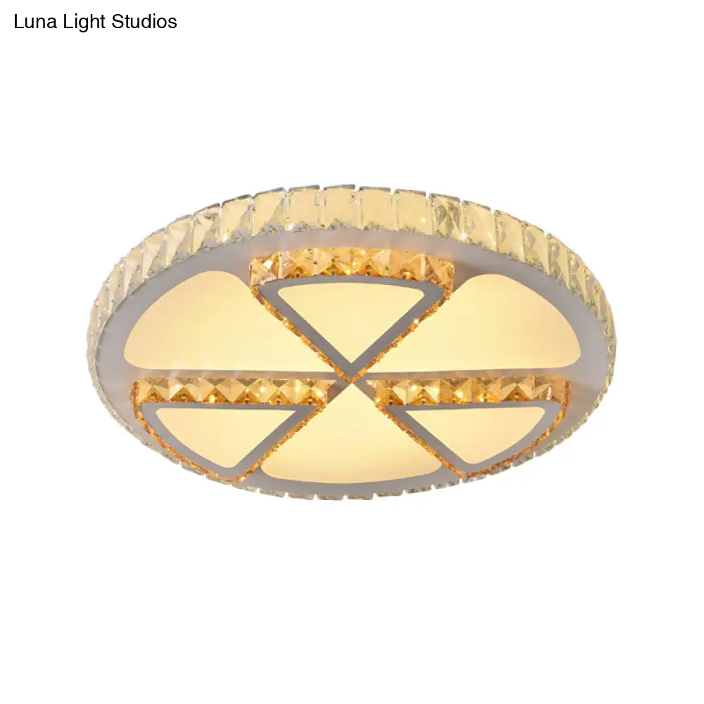 Modern Led Flush Mount Ceiling Light With Clear Crystal Design For Bedroom