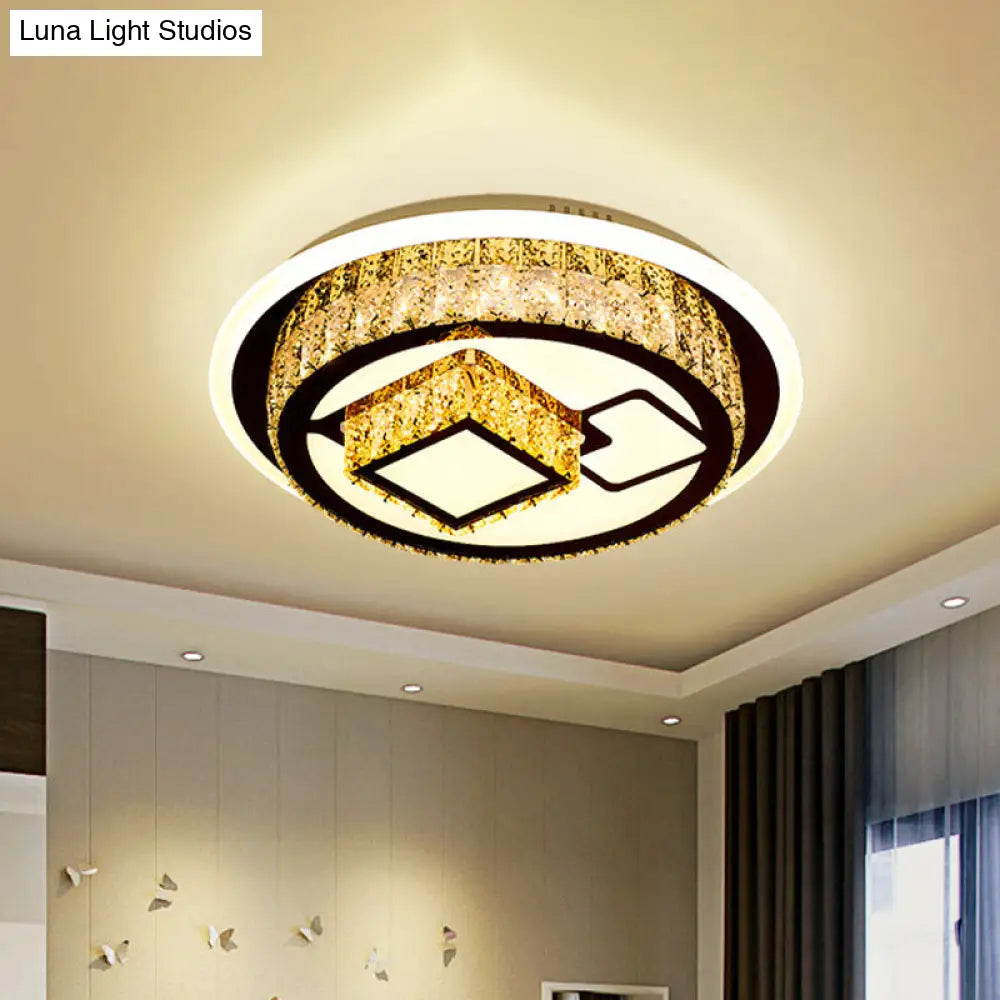 Modern Led Flush Mount Ceiling Light With Crystal Inlaid Loving Heart Flower And Mushroom Design -
