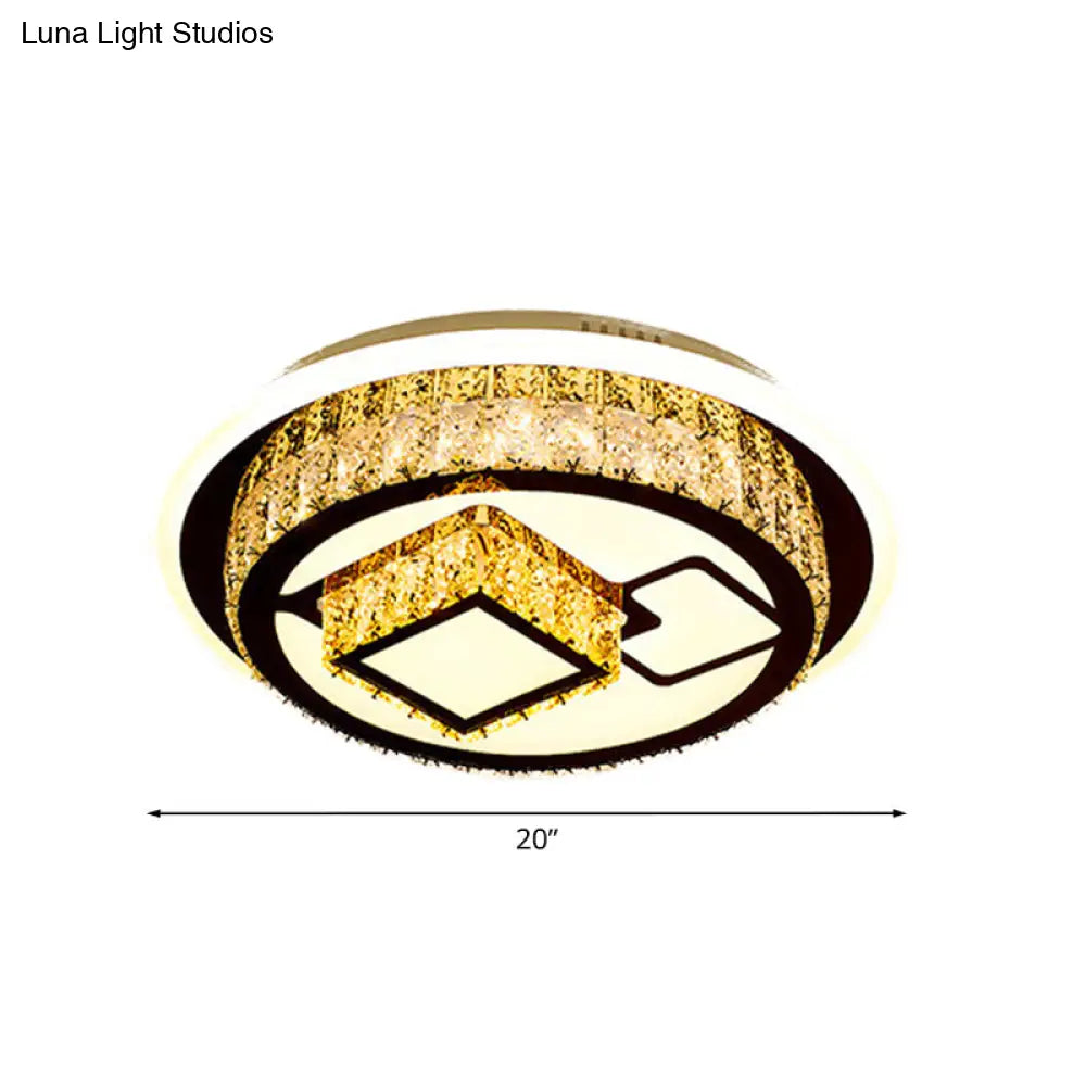 Modern Led Flush Mount Ceiling Light With Crystal Inlaid Loving Heart Flower And Mushroom Design -