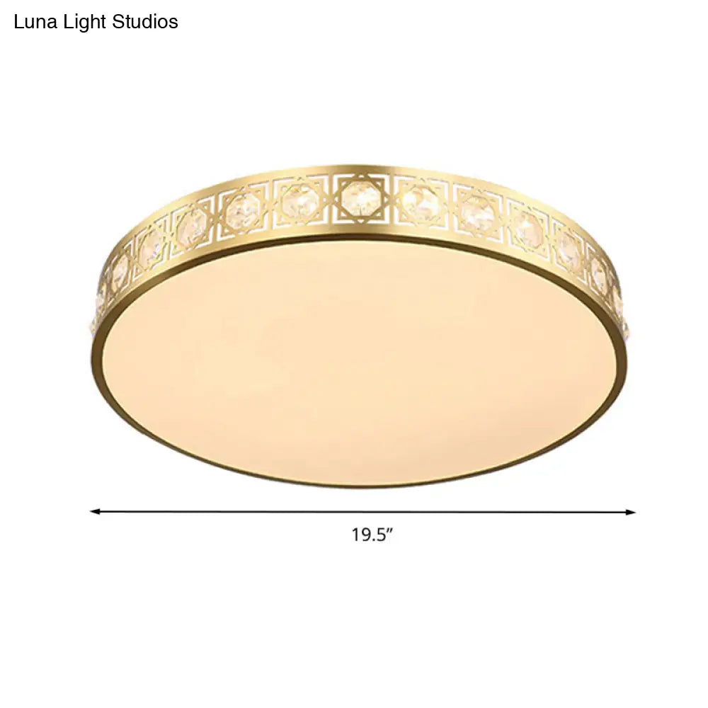 Modern Led Flush Mount Crystal Ceiling Lamp For Bedroom - 3 Sizes Available