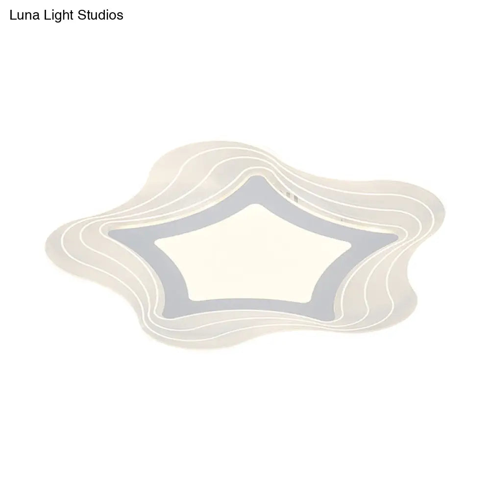 Modern Led Flush Mount Lamp - Acrylic Star/Pentagon Design In White/Warm Light